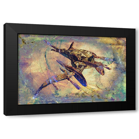 Space ship art Black Modern Wood Framed Art Print by Kulik, Rafal