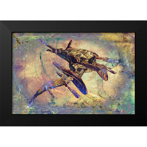Space ship art Black Modern Wood Framed Art Print by Kulik, Rafal
