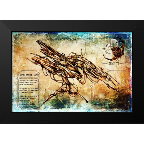 Spaceship Explorer 1 Black Modern Wood Framed Art Print by Kulik, Rafal