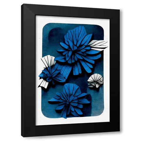 Blue Blossoms Black Modern Wood Framed Art Print by Treechild
