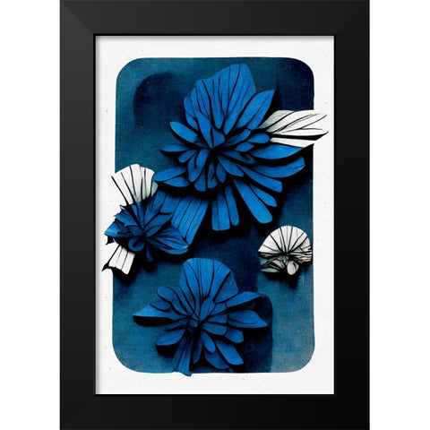 Blue Blossoms Black Modern Wood Framed Art Print by Treechild