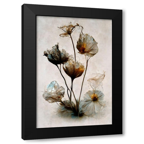 Crystal Flowers Black Modern Wood Framed Art Print with Double Matting by Treechild