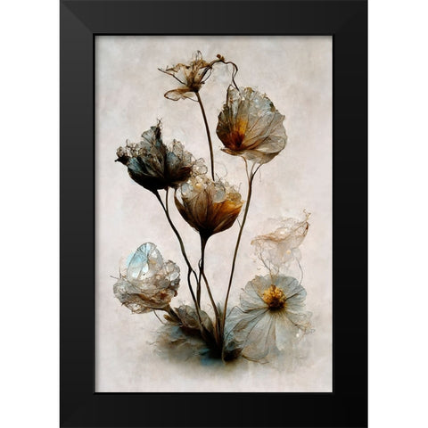 Crystal Flowers Black Modern Wood Framed Art Print by Treechild