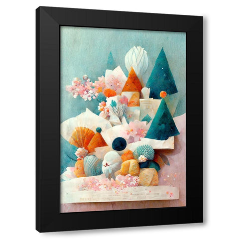 A Tiny Village Black Modern Wood Framed Art Print by Treechild