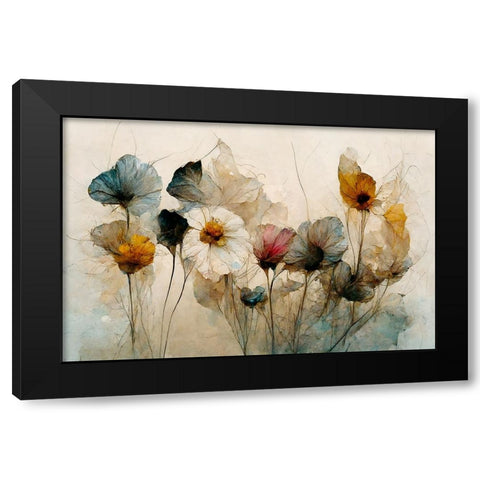 Dry Flower Bouquet Black Modern Wood Framed Art Print by Treechild