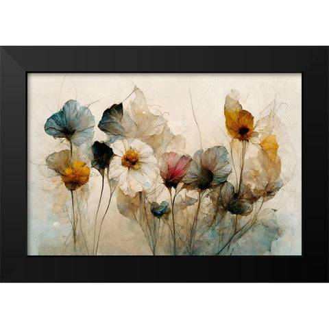 Dry Flower Bouquet Black Modern Wood Framed Art Print by Treechild