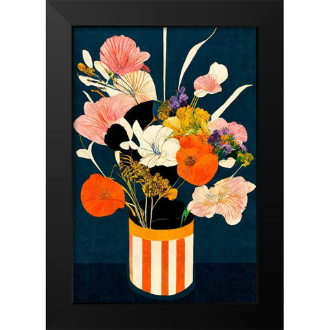 Flowers At Night Black Modern Wood Framed Art Print by Treechild