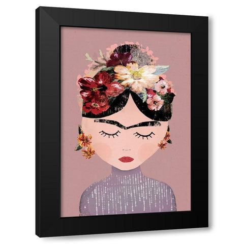 Frida (Pastel Version) Black Modern Wood Framed Art Print with Double Matting by Treechild