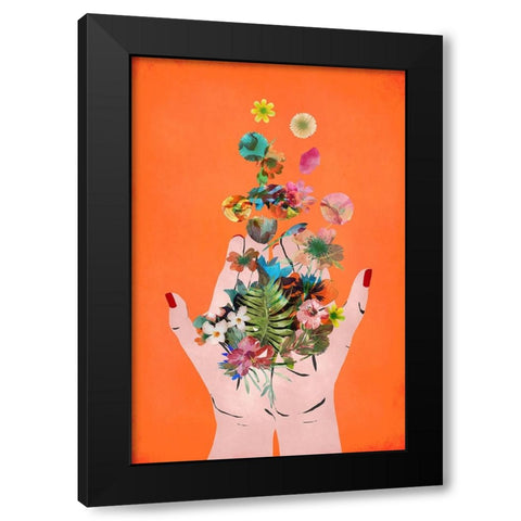 Frids Hands (Orange Version) Black Modern Wood Framed Art Print with Double Matting by Treechild