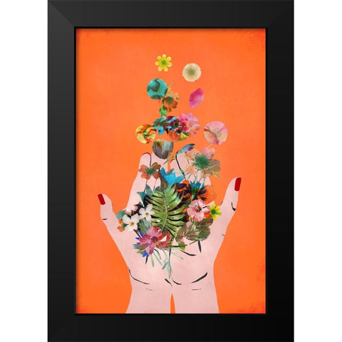 Frids Hands (Orange Version) Black Modern Wood Framed Art Print by Treechild