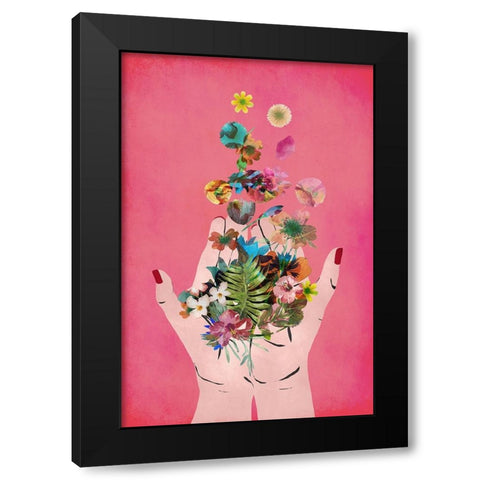 Fridas Hands (Pink Version) Black Modern Wood Framed Art Print with Double Matting by Treechild