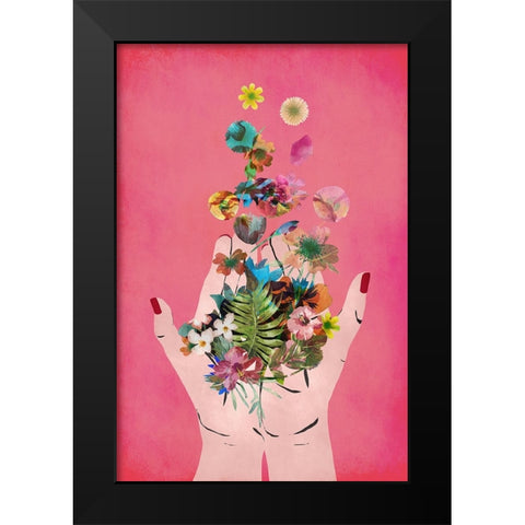 Fridas Hands (Pink Version) Black Modern Wood Framed Art Print by Treechild