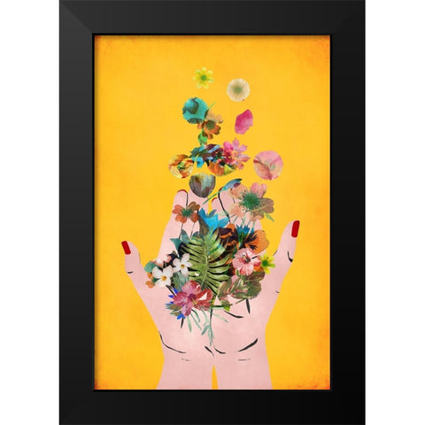 Fridas Hands (Yellow Version) Black Modern Wood Framed Art Print by Treechild