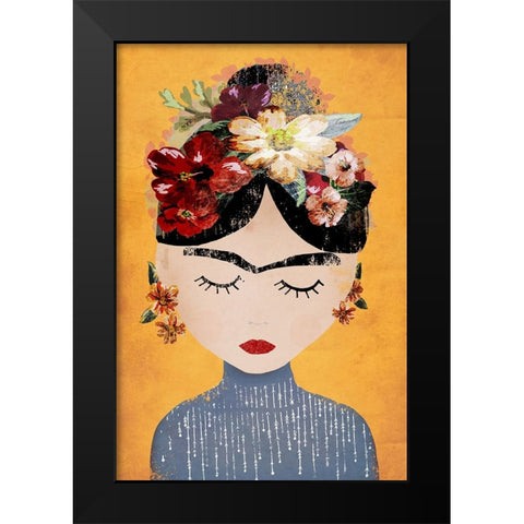 Frida (Yellow Version) Black Modern Wood Framed Art Print by Treechild