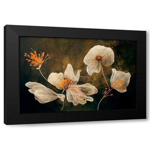 Transparent Flowers Black Modern Wood Framed Art Print with Double Matting by Treechild