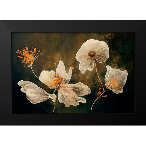Transparent Flowers Black Modern Wood Framed Art Print by Treechild