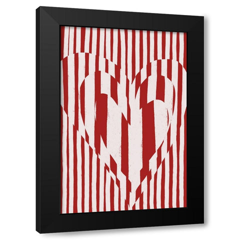 Hearts (Red Version) Black Modern Wood Framed Art Print with Double Matting by Treechild