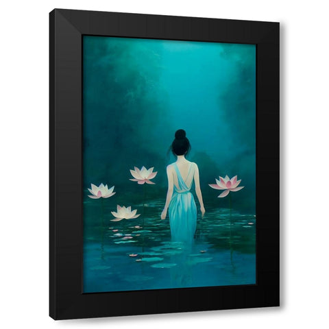 In The Pond Black Modern Wood Framed Art Print with Double Matting by Treechild