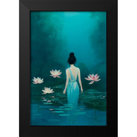 In The Pond Black Modern Wood Framed Art Print by Treechild