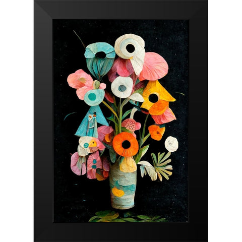 Les Fleurs Black Modern Wood Framed Art Print by Treechild