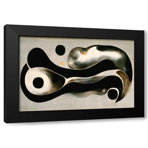 Melted Metal Black Modern Wood Framed Art Print with Double Matting by Treechild