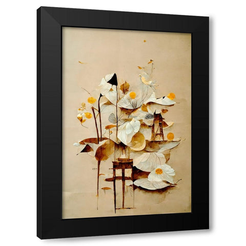 Primula Black Modern Wood Framed Art Print with Double Matting by Treechild