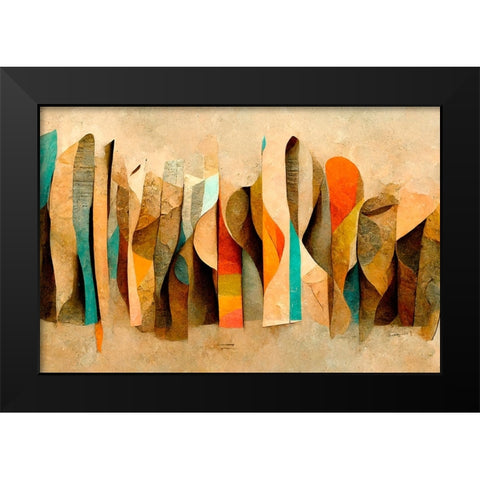 Scrolls Black Modern Wood Framed Art Print by Treechild