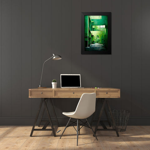 The Green House Black Modern Wood Framed Art Print by Treechild
