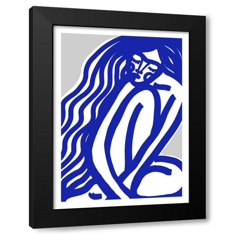 The Silence (Blue) Black Modern Wood Framed Art Print by Treechild