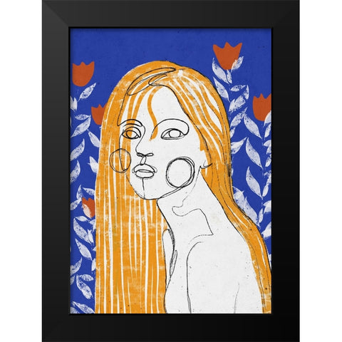 The Tulip Girl Black Modern Wood Framed Art Print by Treechild