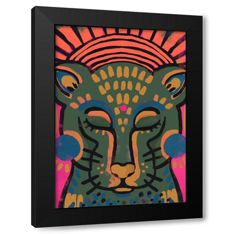 Tiger (Colored Version) Black Modern Wood Framed Art Print with Double Matting by Treechild