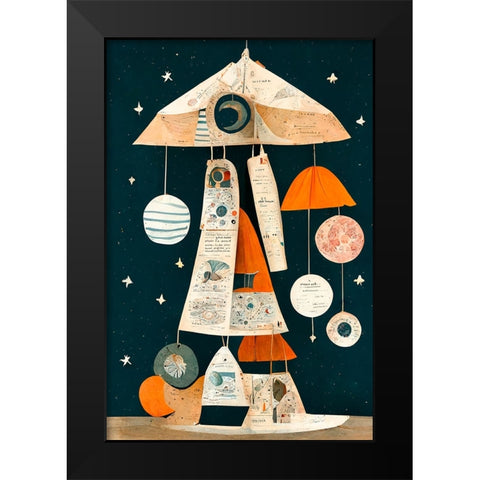Ufo Mobile Black Modern Wood Framed Art Print by Treechild
