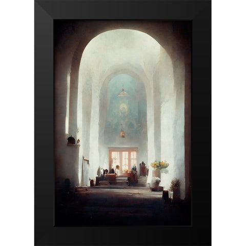 White Church Black Modern Wood Framed Art Print by Treechild