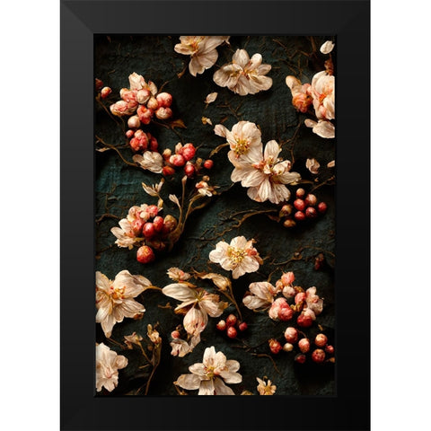 Trail Roses Black Modern Wood Framed Art Print by Treechild