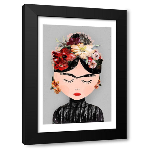 Frida (Special Edition) Black Modern Wood Framed Art Print with Double Matting by Treechild