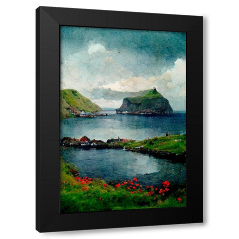 Beautiful Islands No 1 Black Modern Wood Framed Art Print with Double Matting by Treechild
