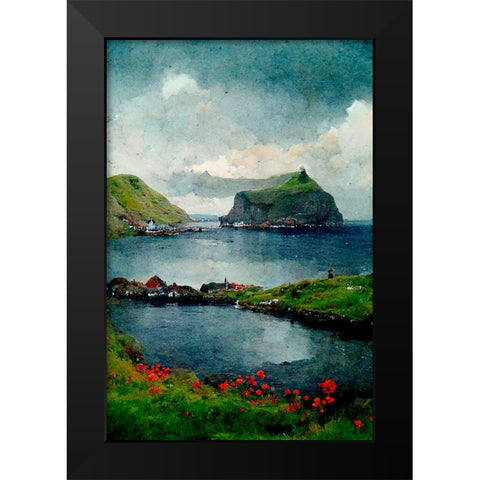 Beautiful Islands No 1 Black Modern Wood Framed Art Print by Treechild