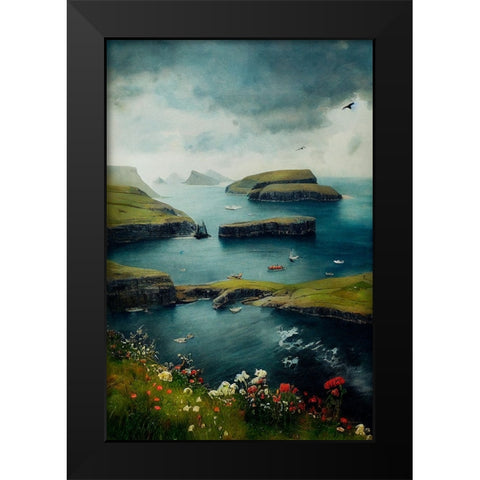 Beautiful Islands No 2 Black Modern Wood Framed Art Print by Treechild