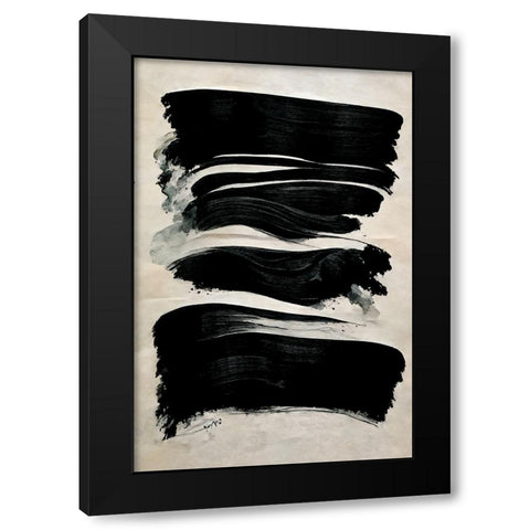 Black Strokes Black Modern Wood Framed Art Print by Treechild