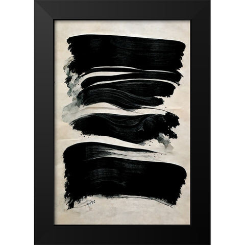 Black Strokes Black Modern Wood Framed Art Print by Treechild
