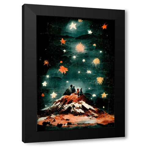 Night Of The Stars Black Modern Wood Framed Art Print by Treechild
