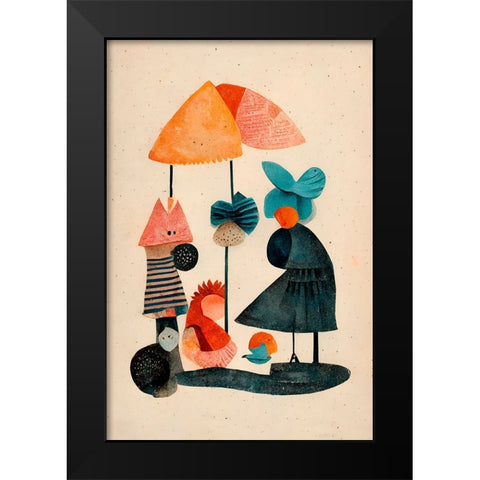 Granny And Friends Black Modern Wood Framed Art Print by Treechild