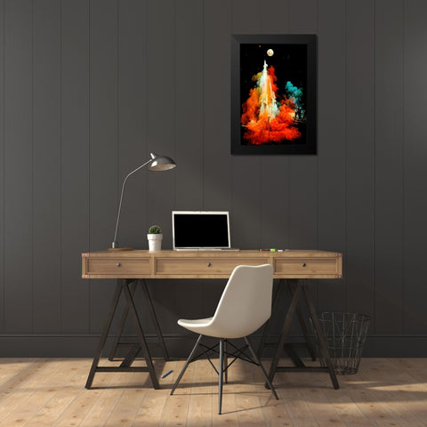 The Launch Black Modern Wood Framed Art Print by Treechild
