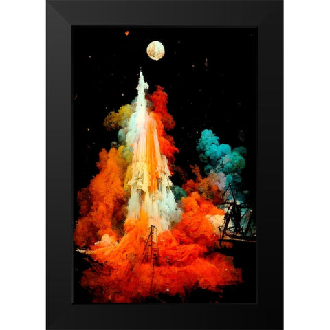 The Launch Black Modern Wood Framed Art Print by Treechild
