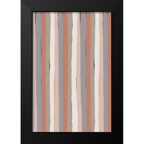 Pastel Stripes Black Modern Wood Framed Art Print by Treechild