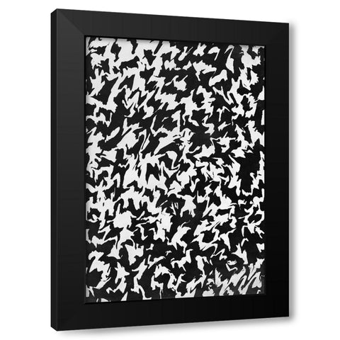 Black And White Zig Zag Pattern Black Modern Wood Framed Art Print by Treechild