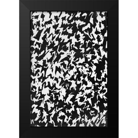 Black And White Zig Zag Pattern Black Modern Wood Framed Art Print by Treechild