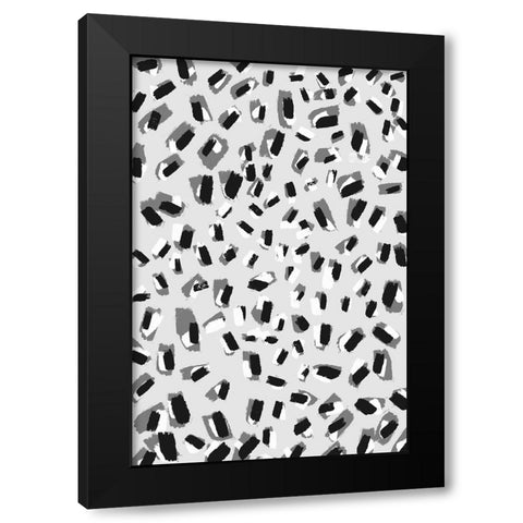 Black And White Little Strokes Black Modern Wood Framed Art Print by Treechild