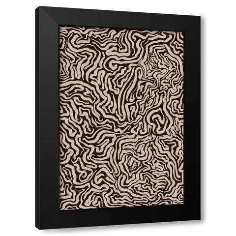Twisted Beige Strokes Black Modern Wood Framed Art Print with Double Matting by Treechild