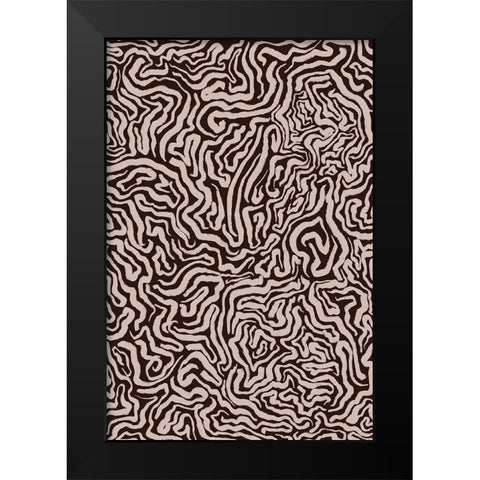 Twisted Beige Strokes Black Modern Wood Framed Art Print by Treechild